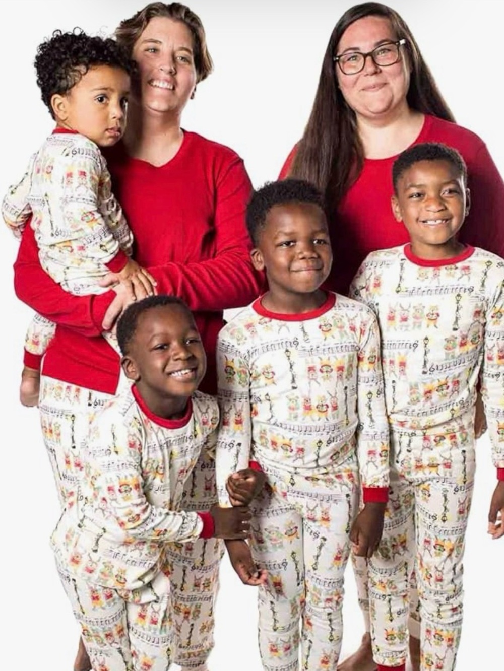 BABY Burt’s Bees - 3-6mo - Sweet Caroler Holiday Cream Pajama Set with Red Trim